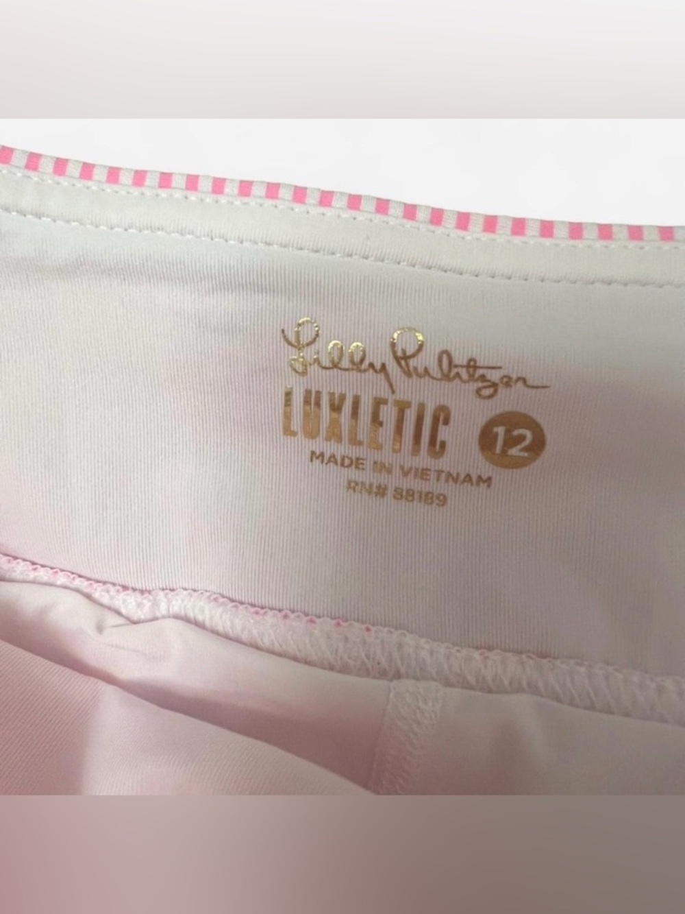Lilly Pulitzer Luxletic Pink Seersucker Pleated Golf Performance Skirt Size 12 - Picture 3 of 6